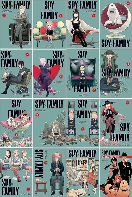 Spy x Family Juego completo de manga de 16 libros: vol. 1–14, Guía oficial y retrato familiar de Tatsuya Endo