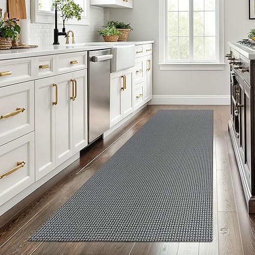 Vista 381 de EARTHALL - Tapete tejido lavable con parte trasera de goma, tapete trenzado de algodón antideslizante para interiores para entrada, pasillo, cocina