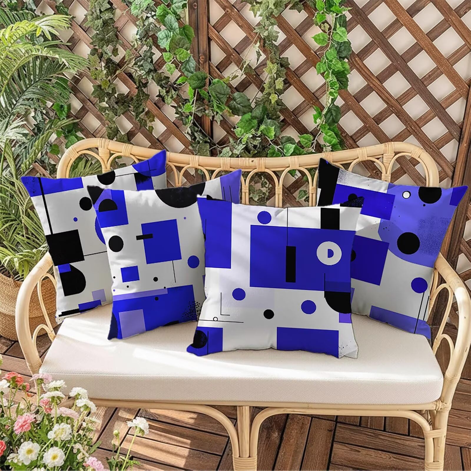 Kissenbezug 65 x 65 Outdoor Kissenbezug 65 x 65 CM Doppelseitiger Druck Modern Deko Sofakissen Bezug Geometrie Quadrat Kopfkissen Bezug für Frühling Sofa Bett Deko, Geschenke für Frauen (Samt) BZ17355