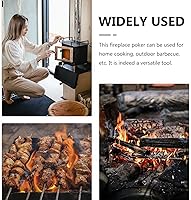 Vista 6 de BESPORTBLE Palo de póquer para hoguera de 16.38 pulgadas, herramientas de chimenea de póquer para fogata para camping, estufa de leña, patio, fogata