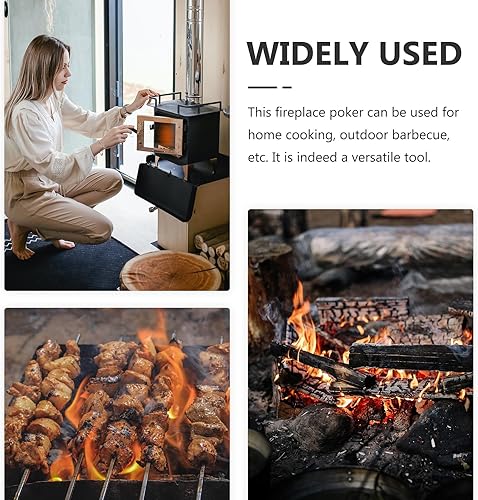 Miniatura 6 de BESPORTBLE Palo de póquer para hoguera de 16.38 pulgadas, herramientas de chimenea de póquer para fogata para camping, estufa de leña, patio, fogata