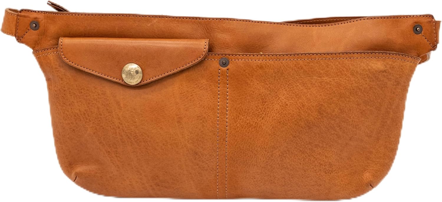 Leather Crossbody Handbag with Gold Accent Premium Leather Belt Bag - Stylish Hands-Free Fanny Pack for Everyday Adventures (Brown)