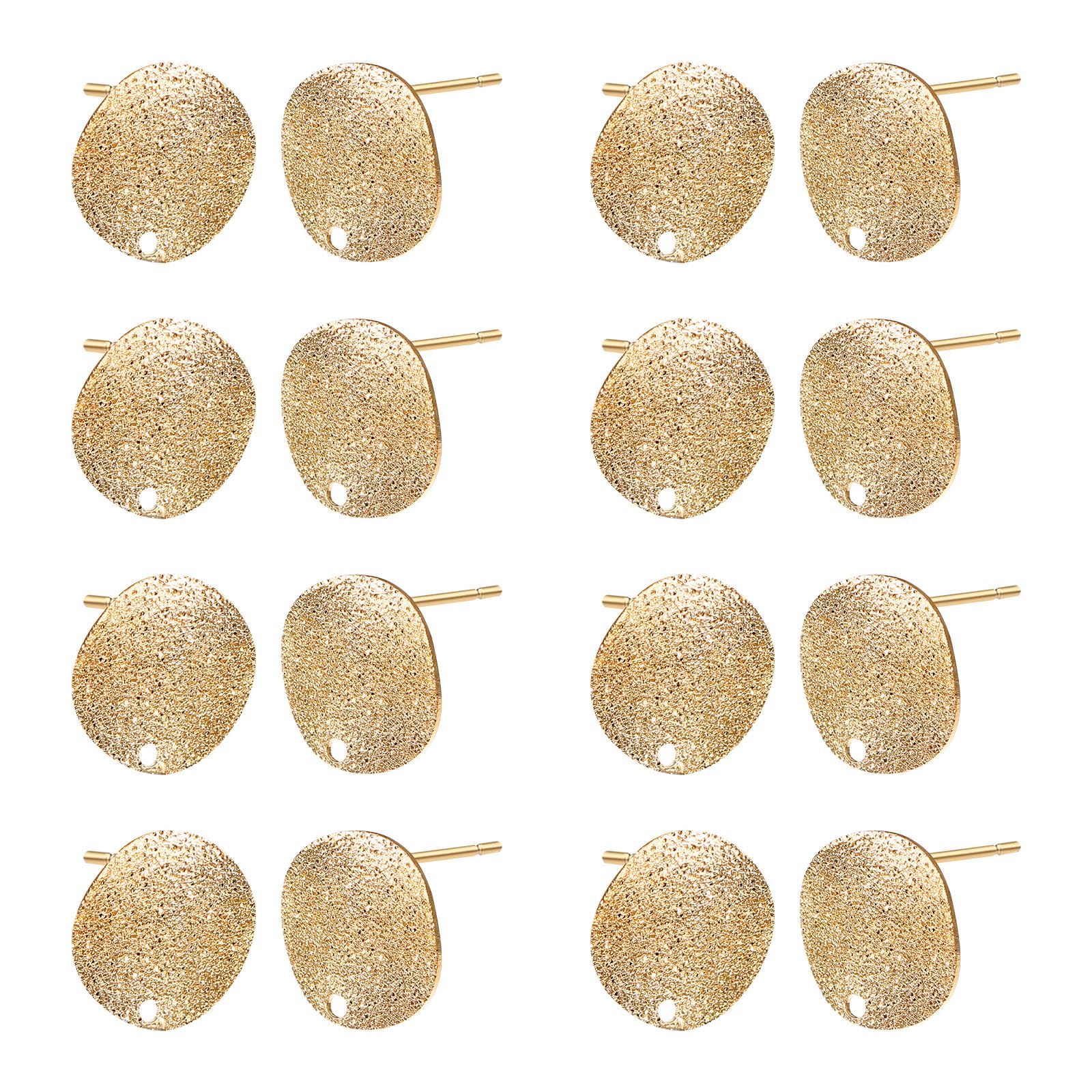 MILISTEN 20pcs Stainless Steel Earrings Posts Round Blank Peg Earrings Posts Flat Pad Ear Stud Components Earring Making Findings (Golden)