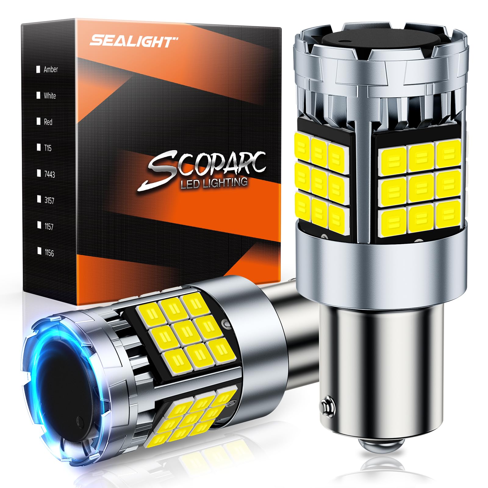 SEALIGHT 1156 LED Bulb,7506 1141 BA15S P21W LED Car Bulbs for Reverse Backup Light Parking Light,6000K White,Pack of 2