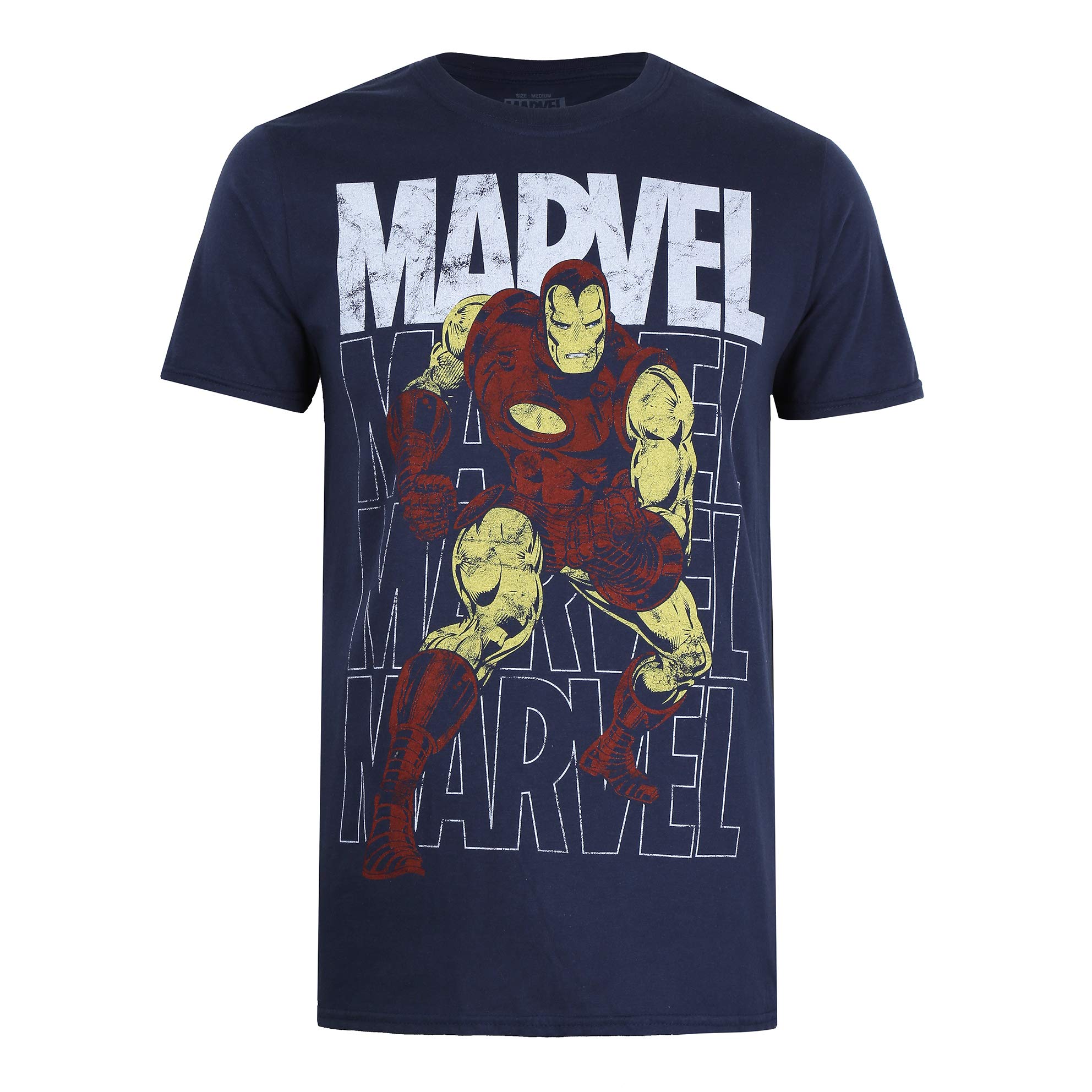 Marvel Men's Iron Man Repeat T Shirt, Navy, XXL UK