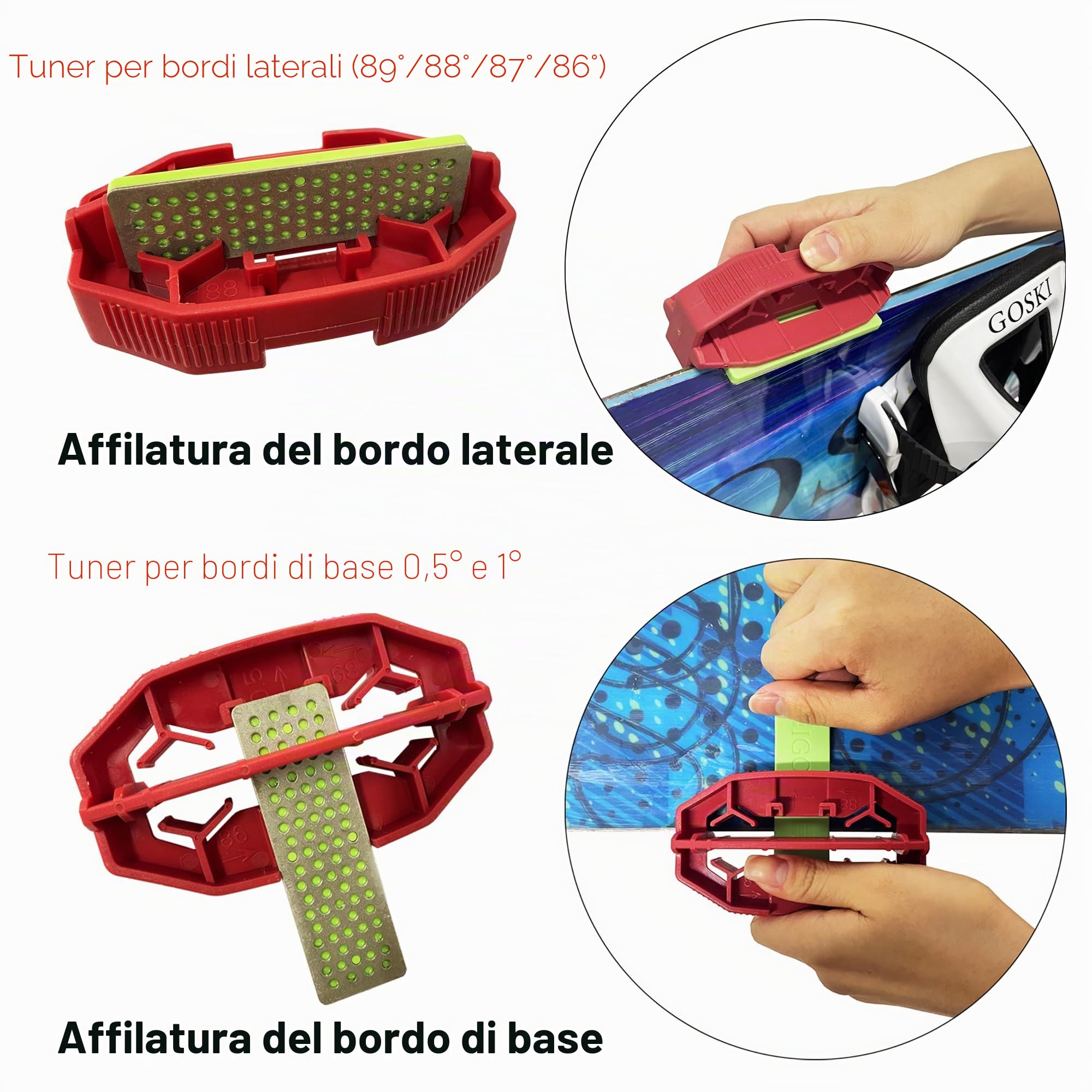 Kit di 3 Dischi diamantati per Sci da Snowboard e Sci con Bordo smussato, Grana 240, Grana 500, Grana 1000, per sciatori