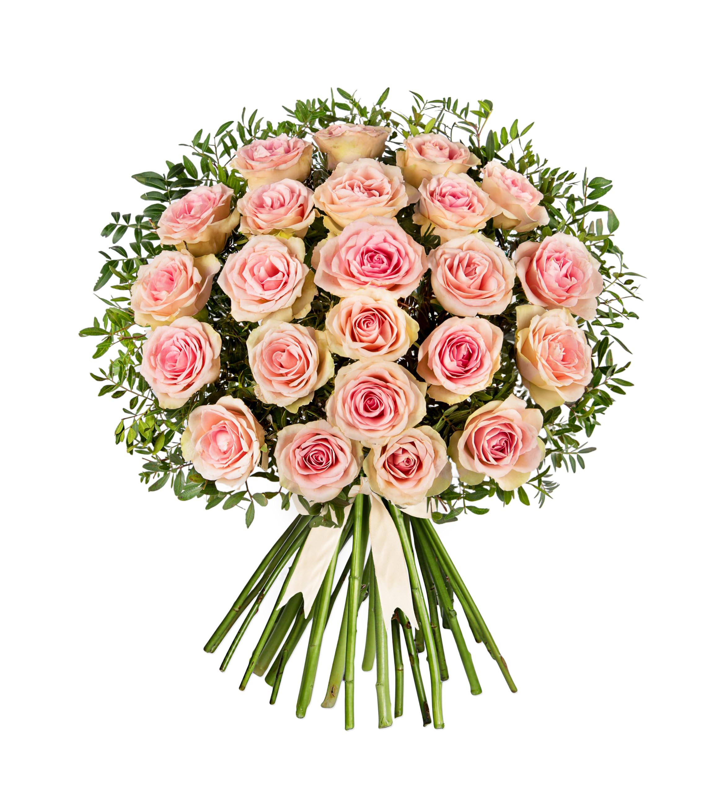 La Belle - Next Day Prime Delivery - Roses with tones of Pink and White bouquet surrounded by pistacia- A Stunning Gifts for Any Occasion - Brighten someone's day with flowers - Medium