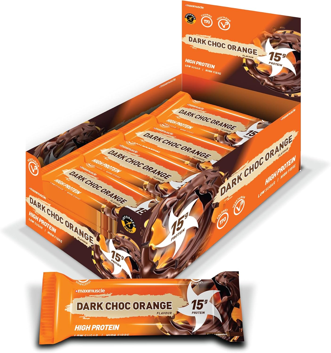 Maximuscle Protein Bars High Fibre, Low Sugar Healthy Snacks with 15g
