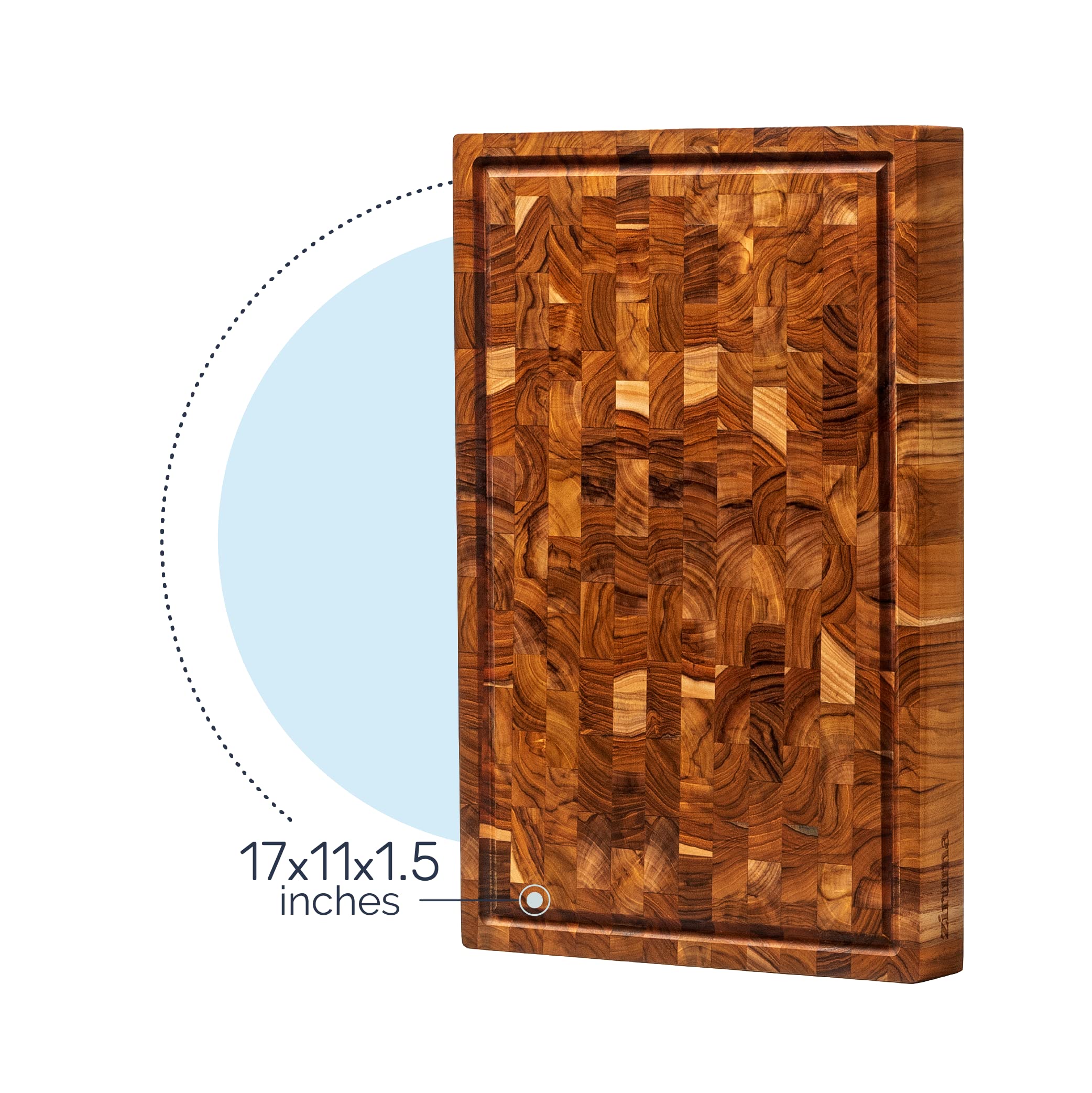 Buy Ziruma End Grain Teak Wood Cutting Board (17x11x1.5 in.) Cured with