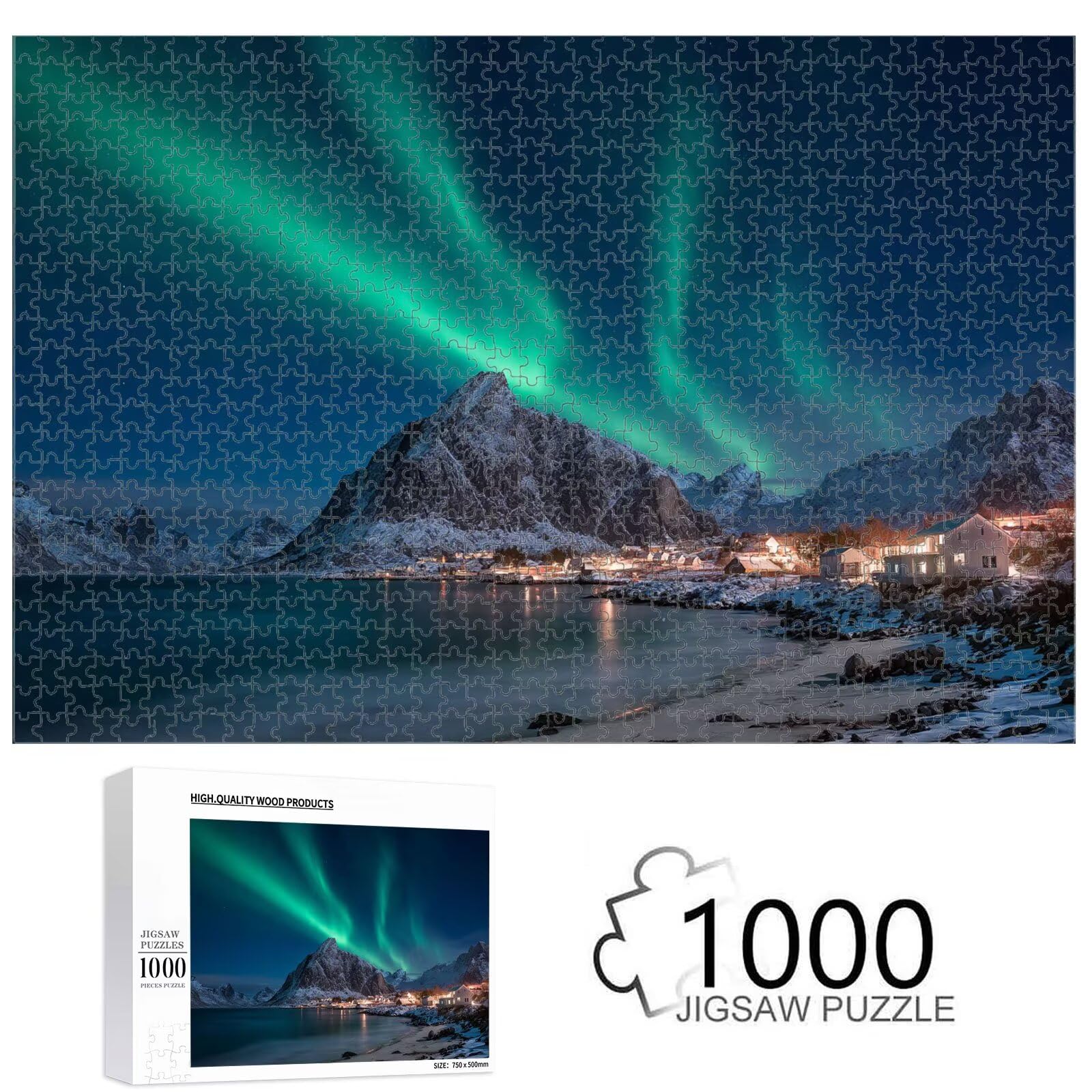 4000 sztuk puzzli dla dorosłych - Aurora i Norwegia - dekoracja ścienna 1T#1236 | Drewniane puzzle, precyzyjnie cięte, żywe kolory atramentu, statyczne hobby, dekoracja domu, 105 x 147 cm