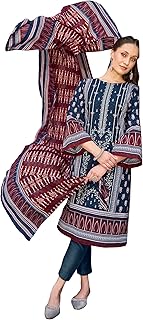 RIWAAYAT TRENDS Unstitched Karachi Lawn Cotton Pakistani Digital Printed Embroidered Suit Dress Material with Unstitched B...