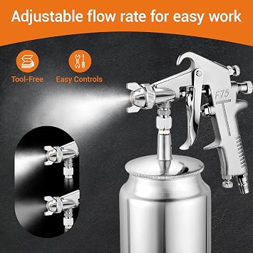 Air Undercoating Spray Gun with 750ml Suction Feed Cup, 360 Spray for Truck Bed Liner Coating, Rubberized Undercoat, Rust Proofing
