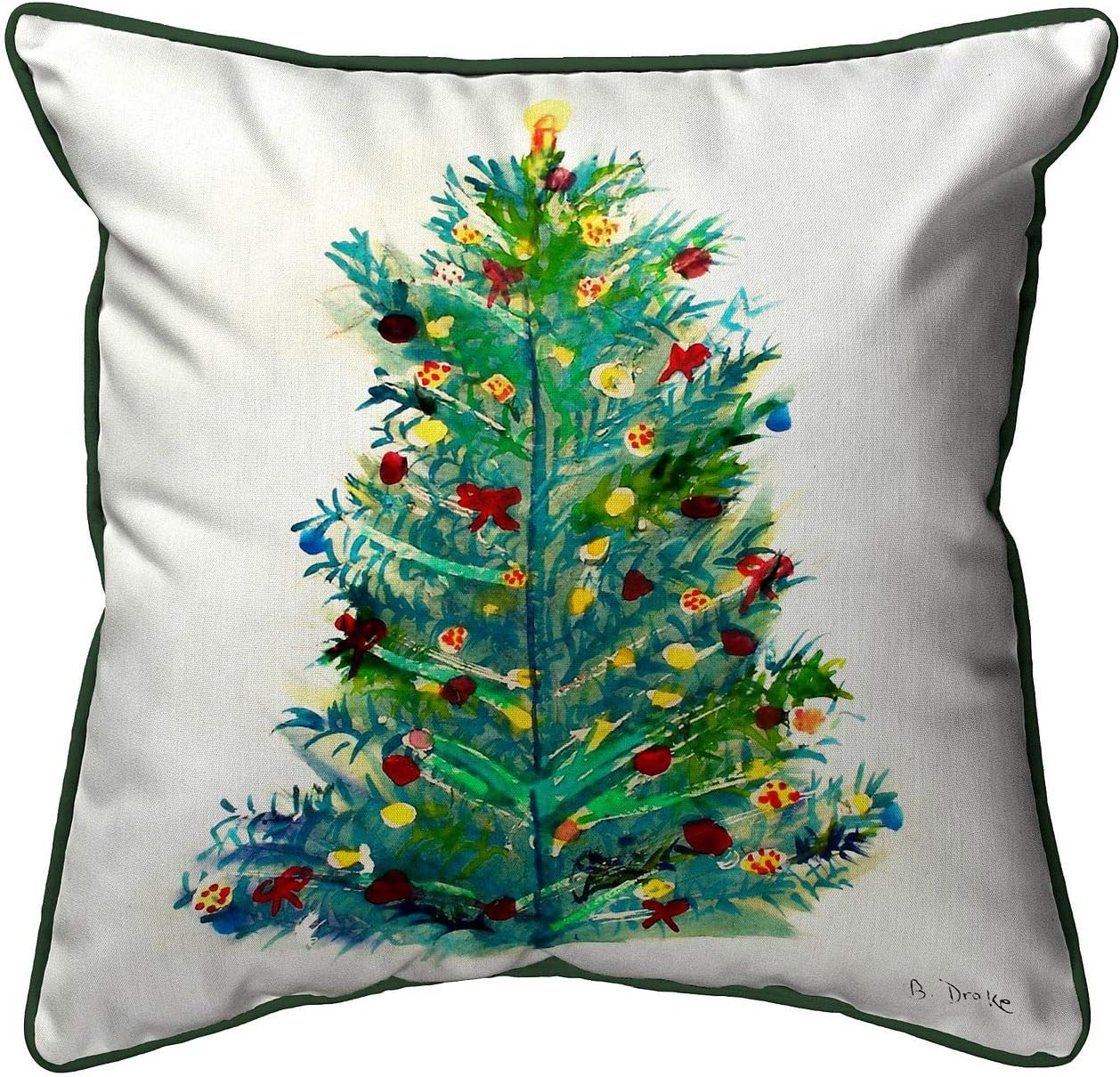 Betsy Drake Christmas Tree Pillow, 18" x 18"