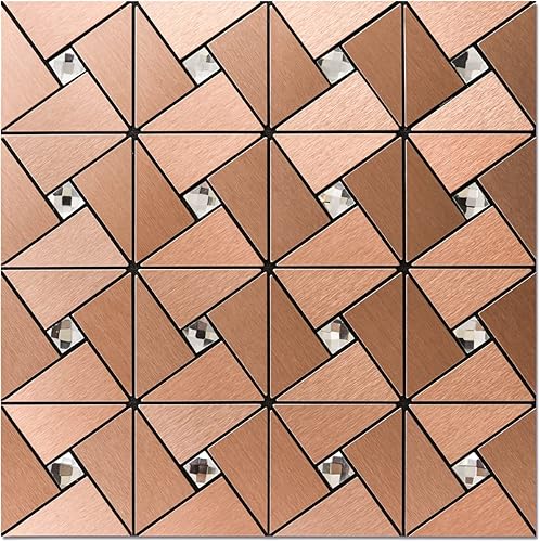 Miniatura 9 de Art3d Azulejos de mosaico de metal para decoración de pared de cocina, adhesivos en azulejos compuestos de aluminio, molino de viento negro, 1 hoja