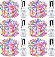Vista 13 de Mlambert Paquete de 3 luces de hadas de 33 pies, funciona con pilas con control remoto y temporizador, impermeable, regulable, 8 modos, 100 luces