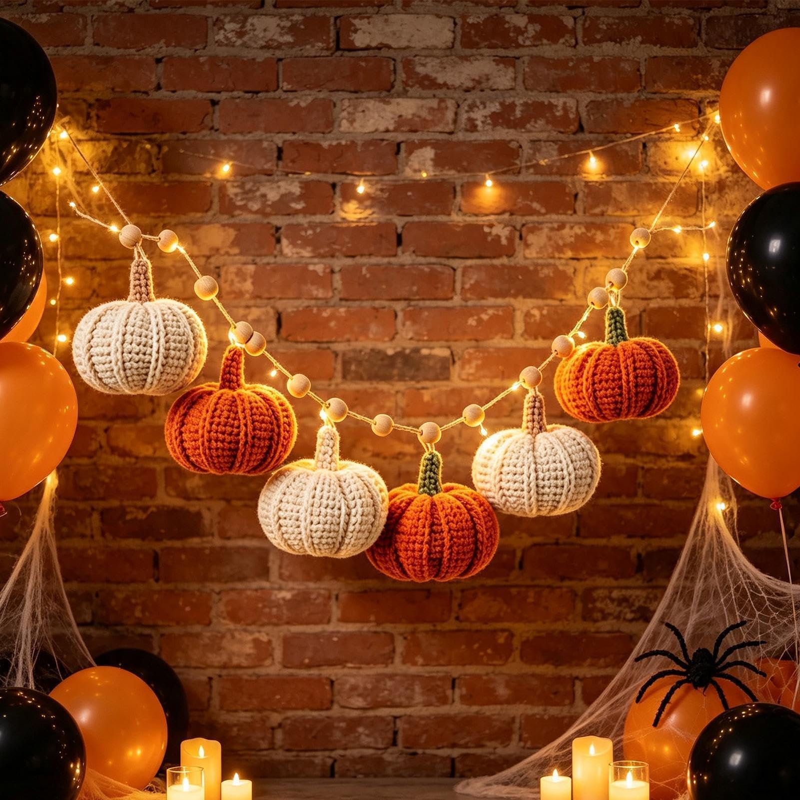Halloween Kränze Für Die Haustür Dekoration, Gestrickt, Für Draußen Offene | Kürbis Lichter Kabel Lichter für Home Party Kamin Ernte Bauernhof Feiertage Außenbeleuchtung