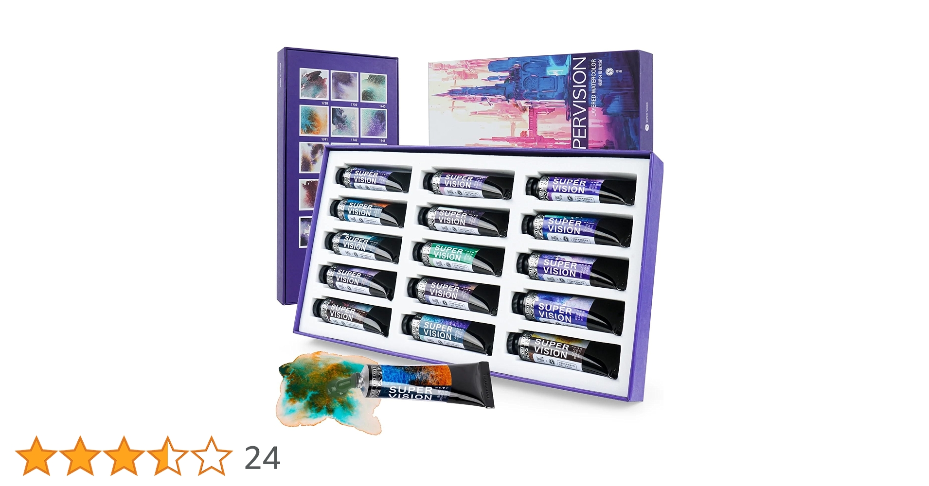 スーパービジョン　super vision 透明水彩　プロフェッショナル　24色 スーパービジョン super vision 透明水彩 プロフェッショナル 24色