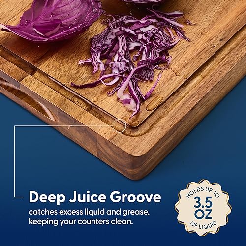 Vista 4 de Sonder Los Angeles Winsome Acacia Wood Cutting Board Acacia Edge Grain Cutting Board for Kitchen with Juice Groove & Sorting Compartment Perfect