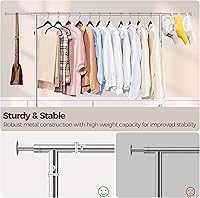 Vista 6 de Yaheetech Percheros de ropa comercial con ruedas, barra individual de grado ajustable, altura ajustable, perchero con ruedas para colgar ropa