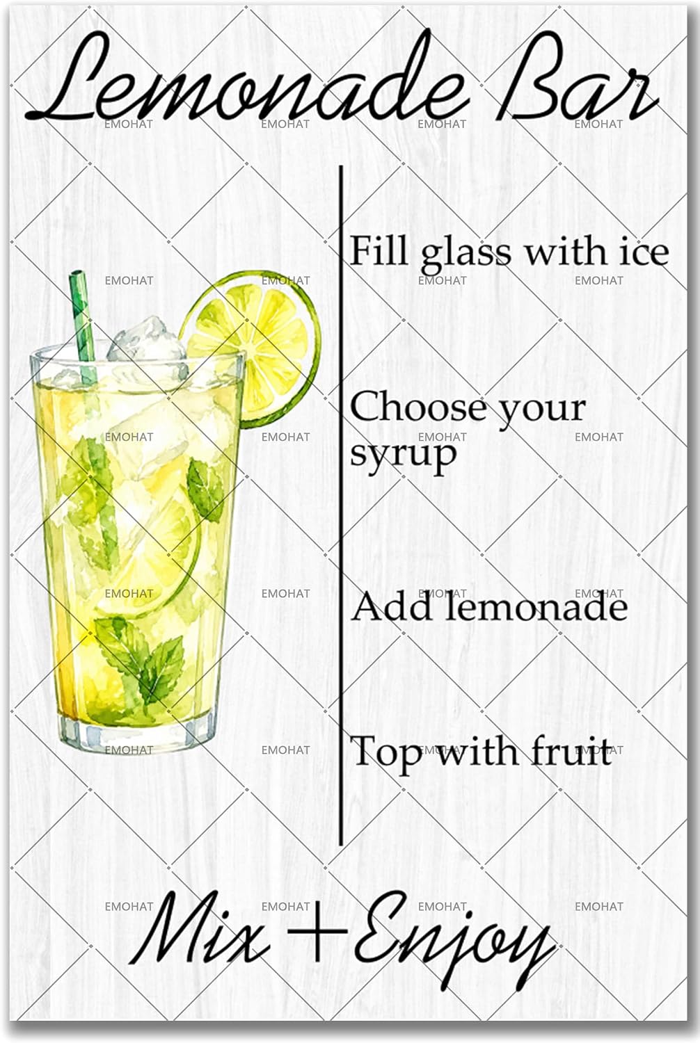 EMOHAT Lemonade Bar Aluminium Sign Lemon Drink Station Wall Decor 8x12 Inch