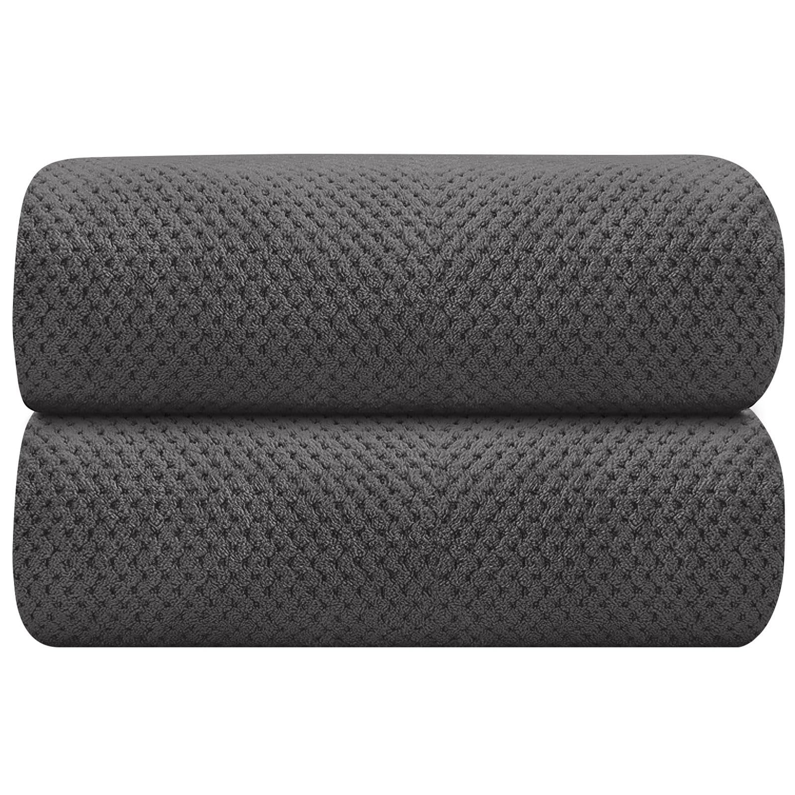 HOMEXCEL Grey Bath Towels 2 Pack Microfiber Bathroom Towel Super Soft Highly Absorbent Bath Towel Set Quick Drying
