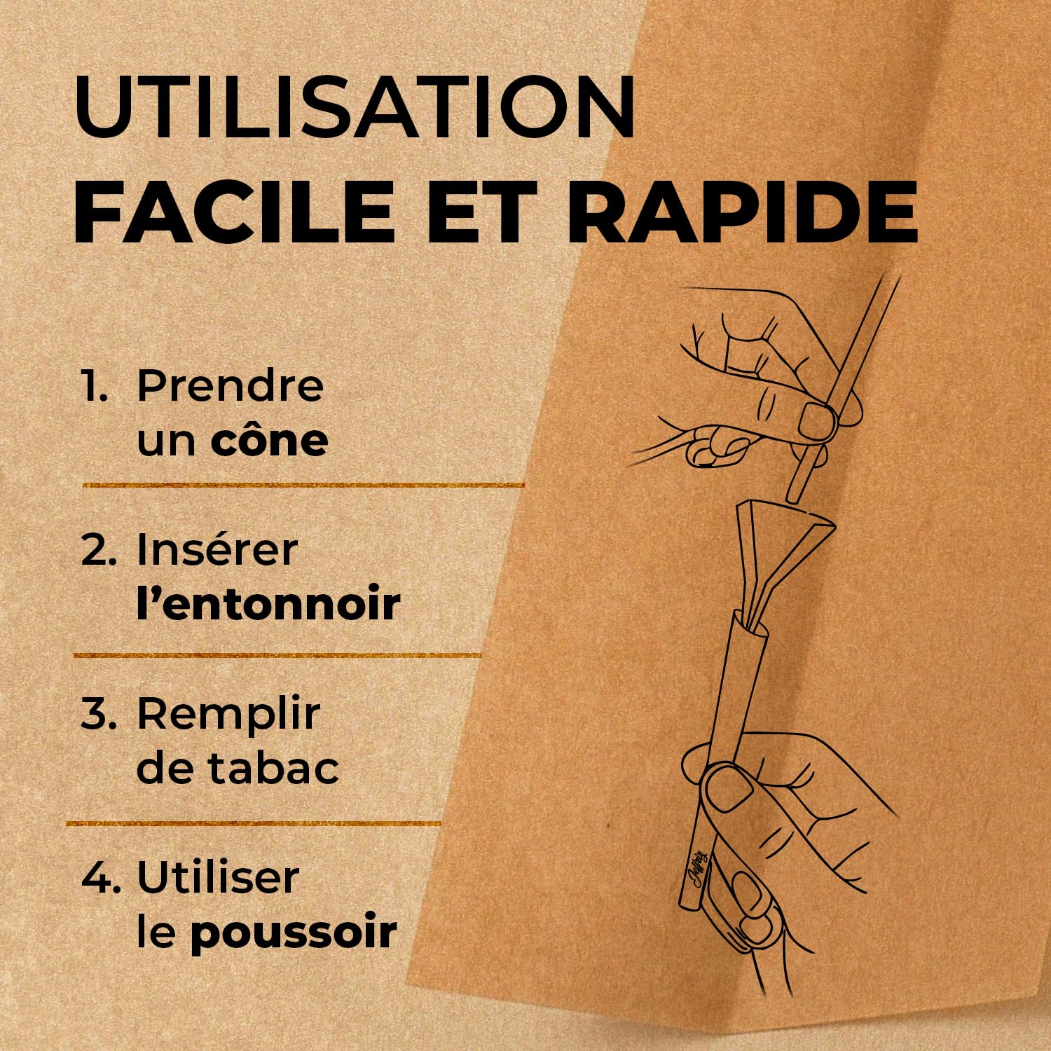 Cônes Pré-Roulés | 1000 cones | JEFFRIZ | King Size Slim 110mm Pre Rolls Papier Brun Naturel Non Blanchi avec Filtres | Combustion Lente | Entonnoir de Remplissage & Tube Anti-Odeur Inclus | Pack XXL