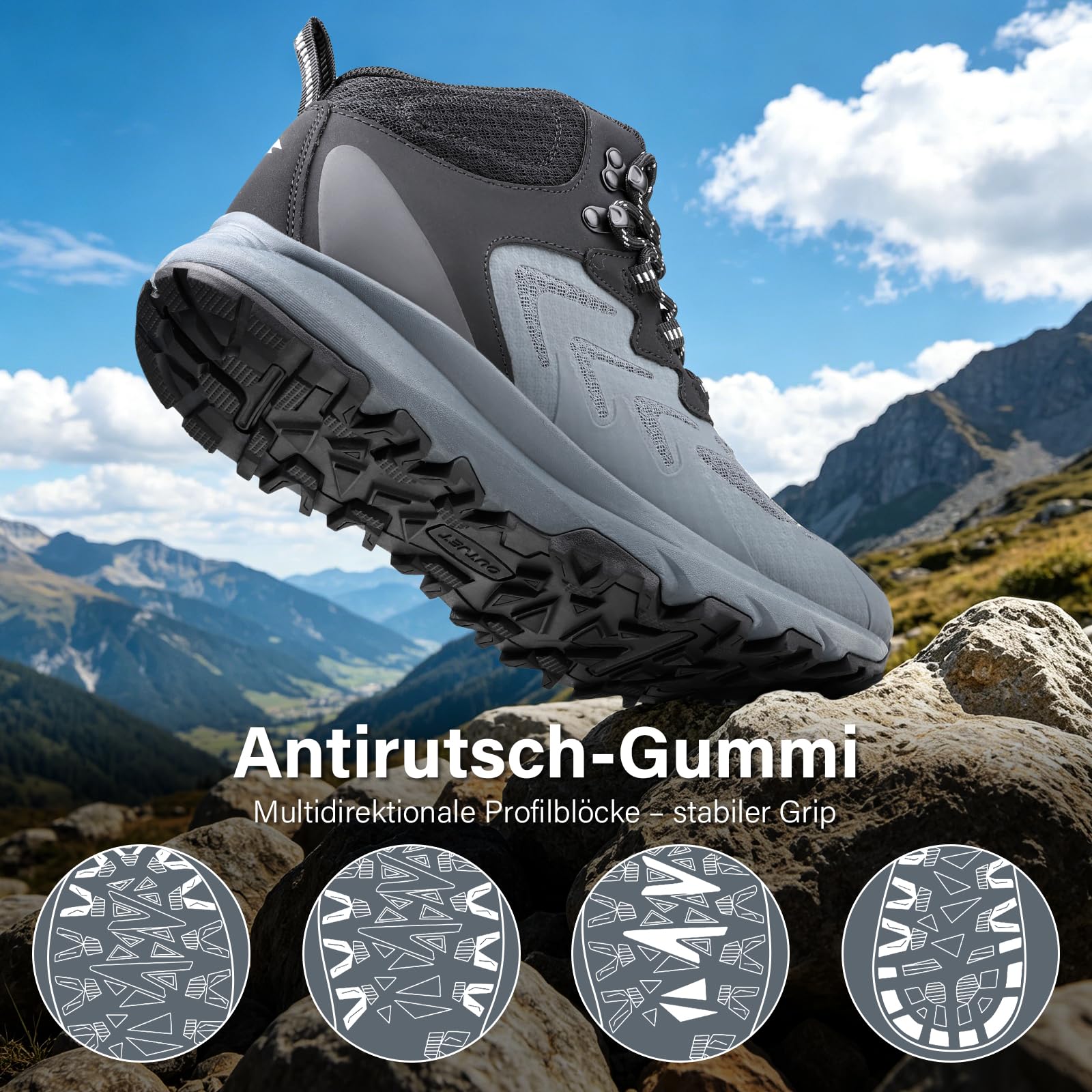 Wanderstiefel Herren Wasserdicht und Leichte, Wanderschuhe Hiking Schuhe Outdoor