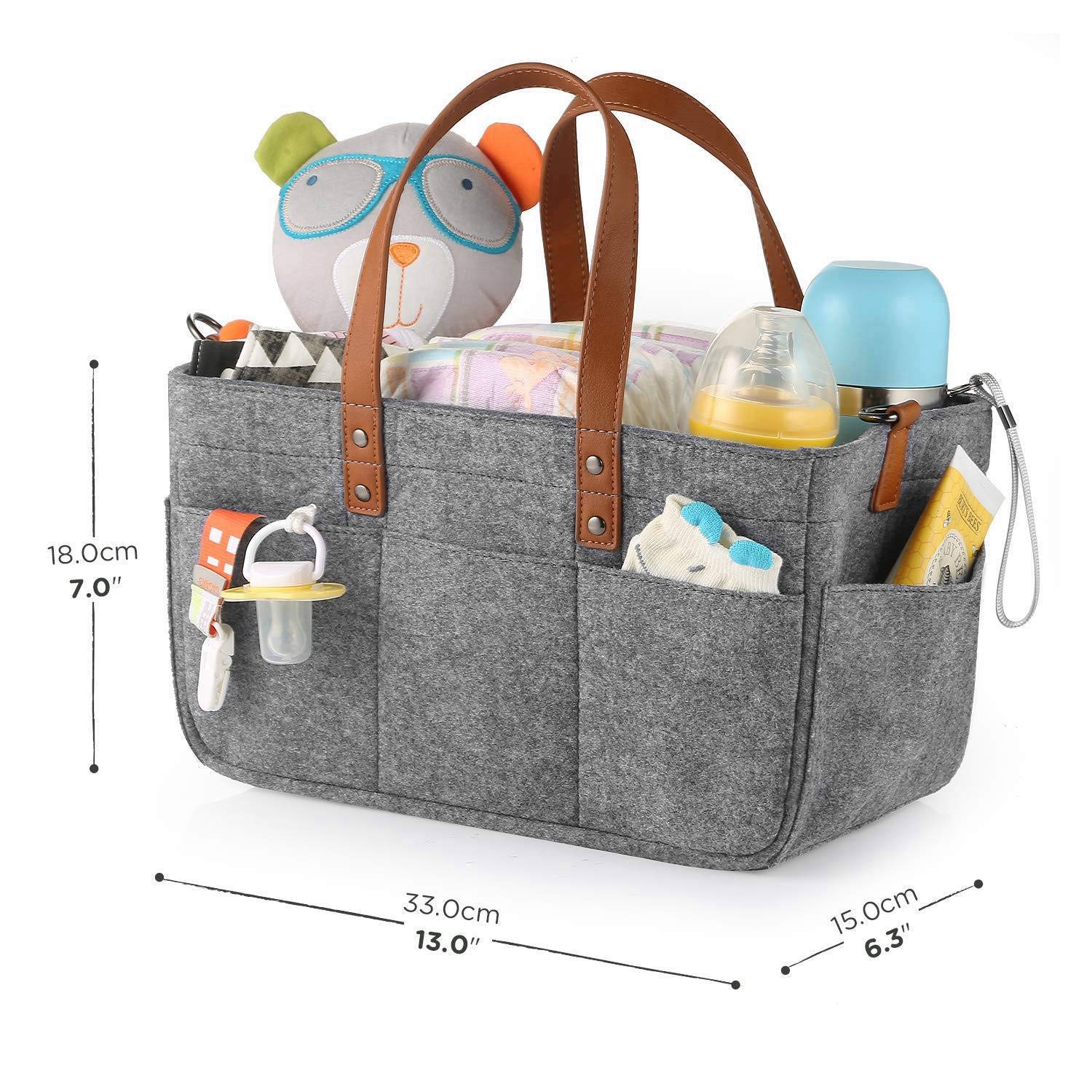 Organisateur De Couches Pour Bébé Support Portable Bac De Rangement Gris Foncé