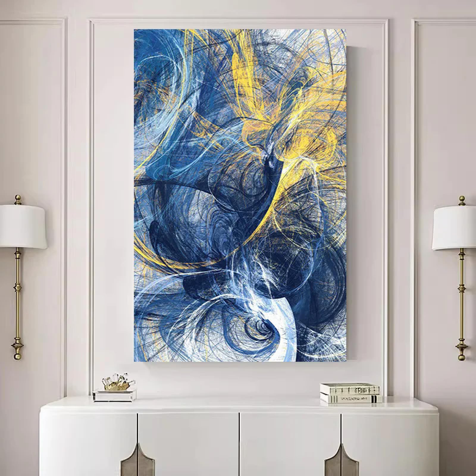 Zhadongli Art Grande struttura di arte della parete pittura moderna astratta POP Geometria immagine di arte della parete verticale soggiorno portico ingresso Decor 60x120 cm (24x47 in) con cornice