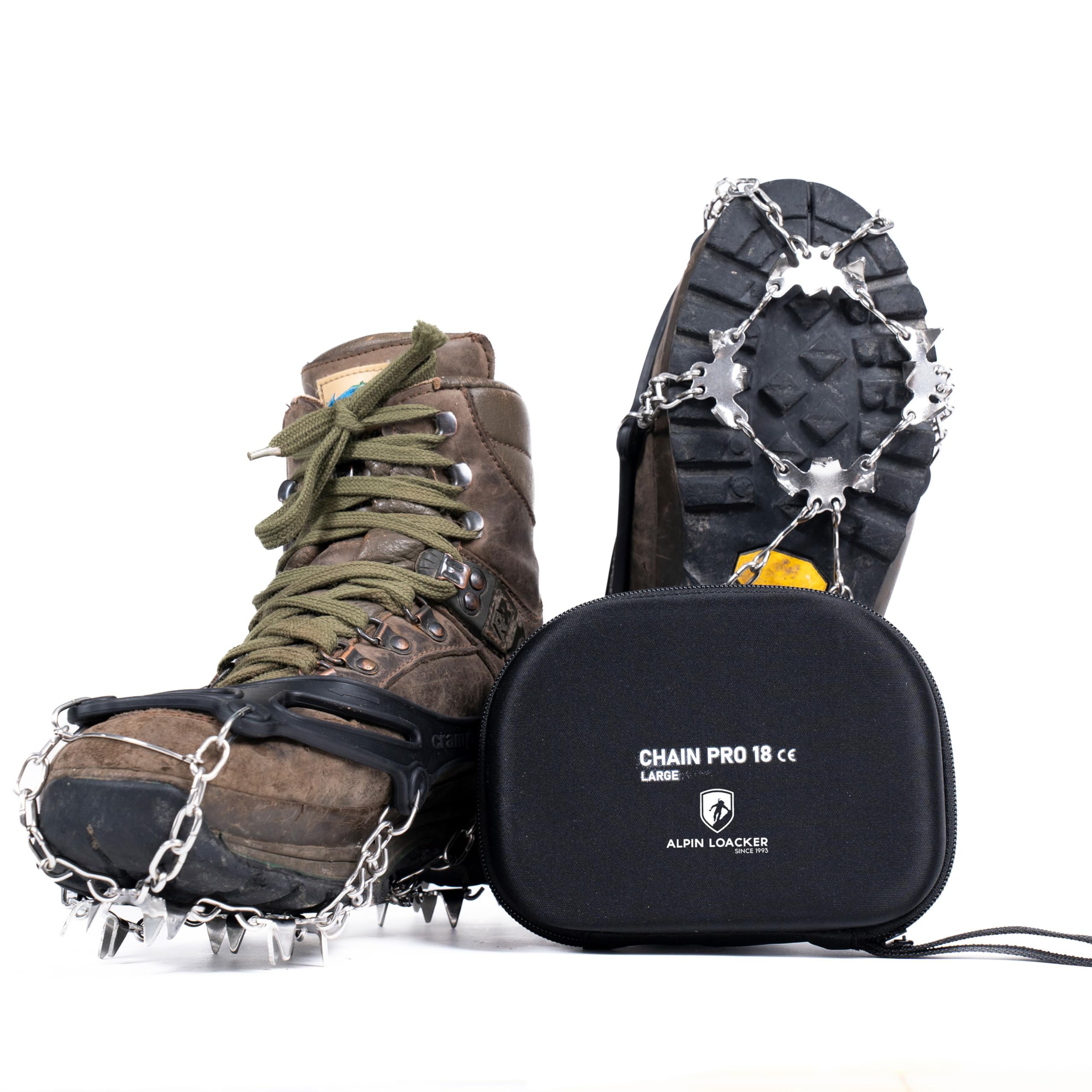 Alpin Loacker Chain Pro 18 - raki, kolce, z 18 pazurami ze stali nierdzewnej, do wspinaczki górskiej, trekkingu, zimowe, outdoor