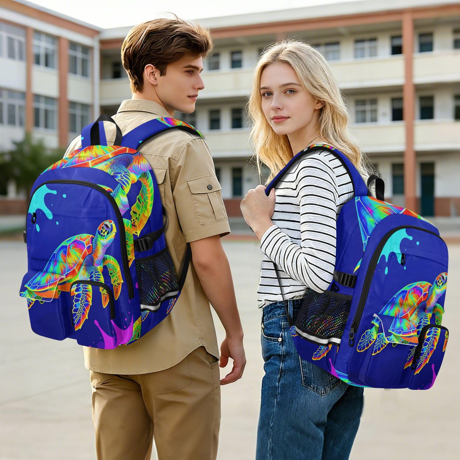 Grande zaino da viaggio blu tartaruga borsa da lavoro 44,5 cm