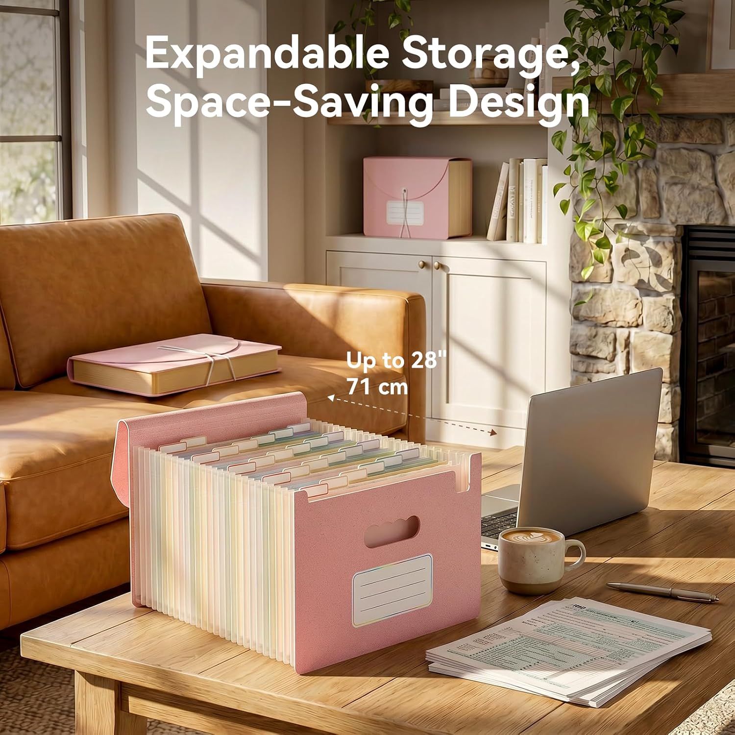 ThinkTex Accordion File Organizer, 26 Pockets File Folders, Soft Dusty Pink image 5