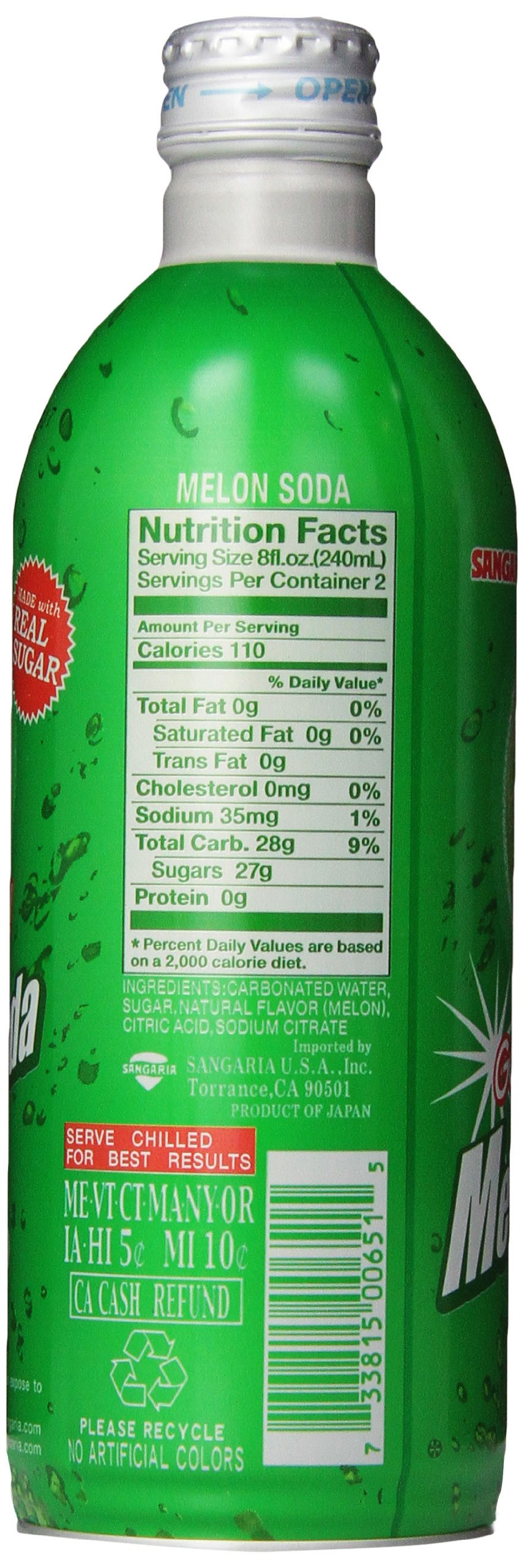 Sangaria Melon Soda, 16.2 Ounce (Pack of 24)