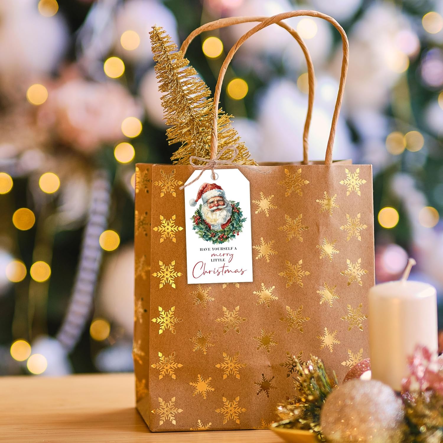 Christmas Santa Claus Paper Gift Tags with String, 2x3.5 Inches Holly Berries Print Xmas Gift Tags, Have Yourself A Merry Little Christmas, Holiday Wrapping Party Favor Decor Supplies-C03 - Image 4