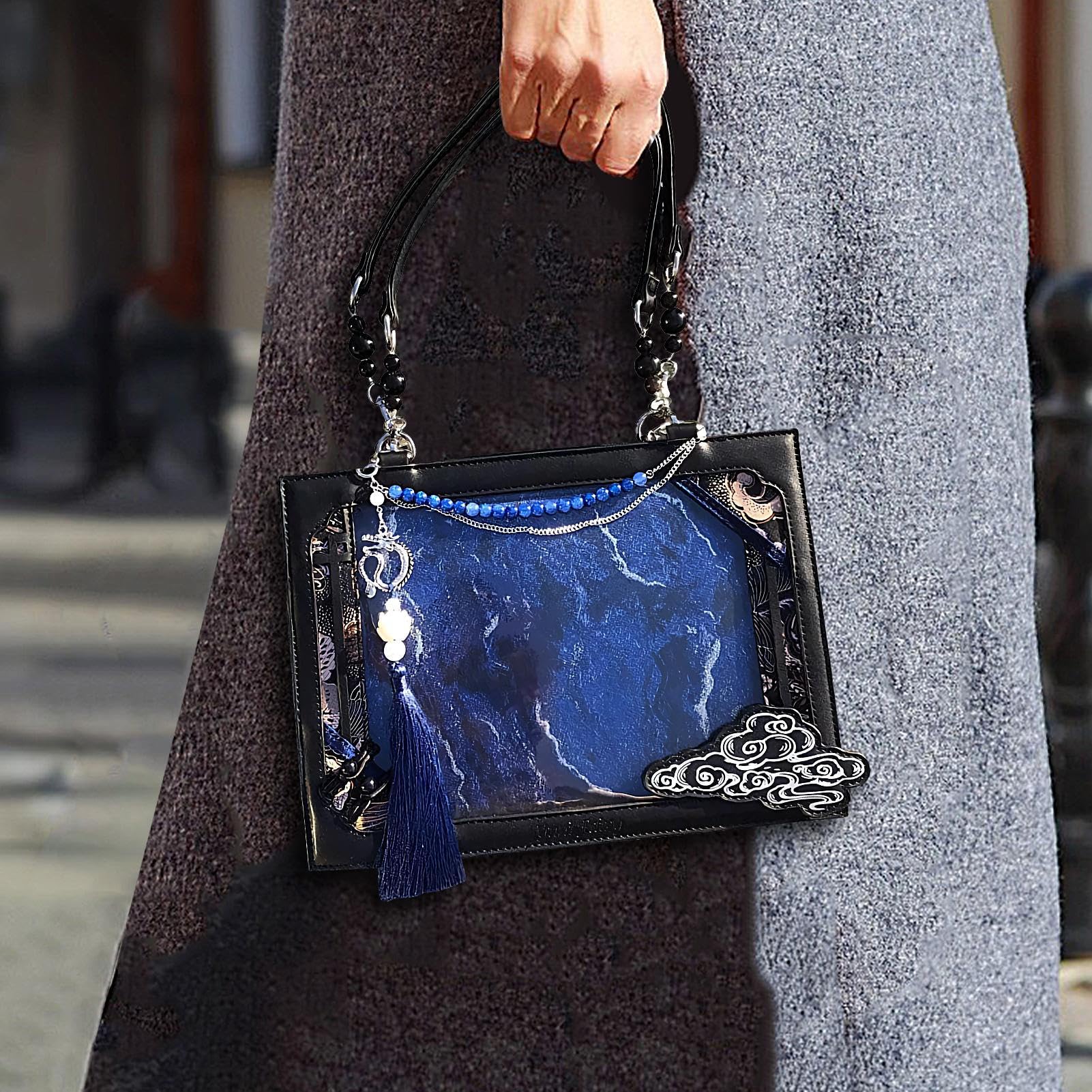 Bolso de mano – Bolso de viaje vintage | Estilo chino antiguo, gran capacidad, suministros de almacenamiento ligeros para cosméticos de laptop