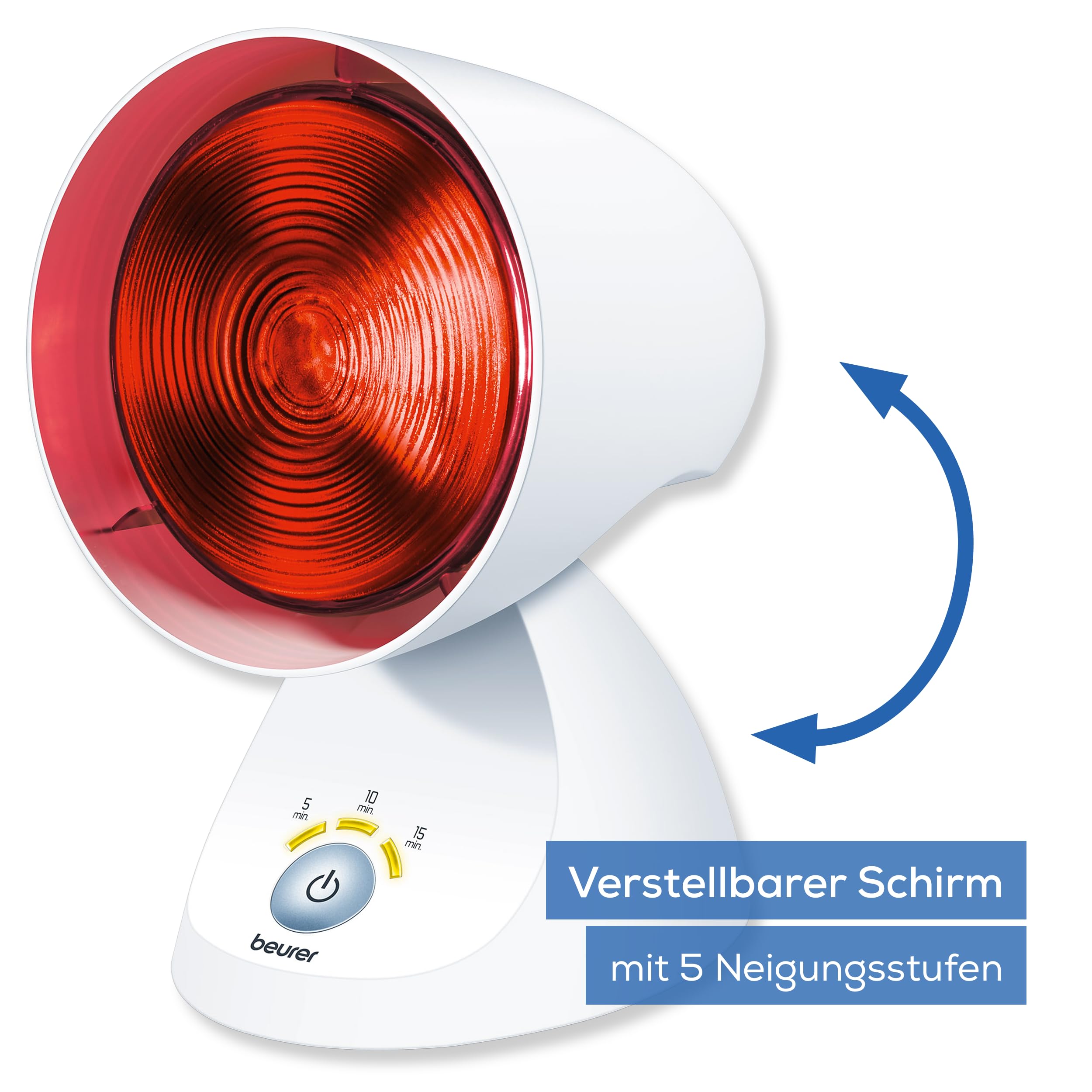Beurer IL 35 Infrarotlampe, wohltuendes Infrarotlicht mit Timer, 5 Neigungswinkeln, Weiß