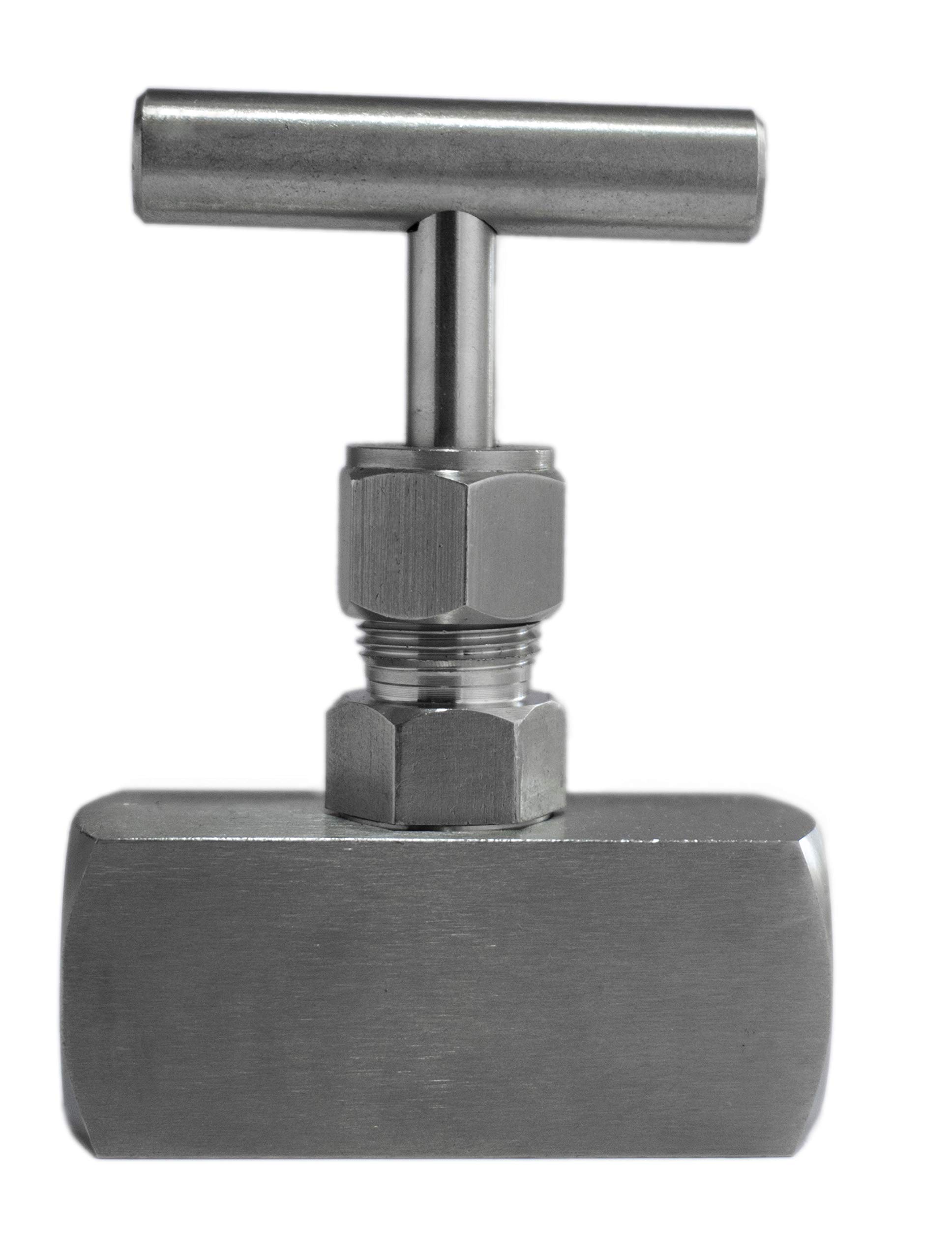 ZAES - Vanne à pointeau 1/4 "BSP Femelle - Femelle Acier Inoxydable AISI 316L PTFE 6000 PSI (413 Bar) haute pression, vanne d'arrêt avec filetage intérieur, vanne de régulation.