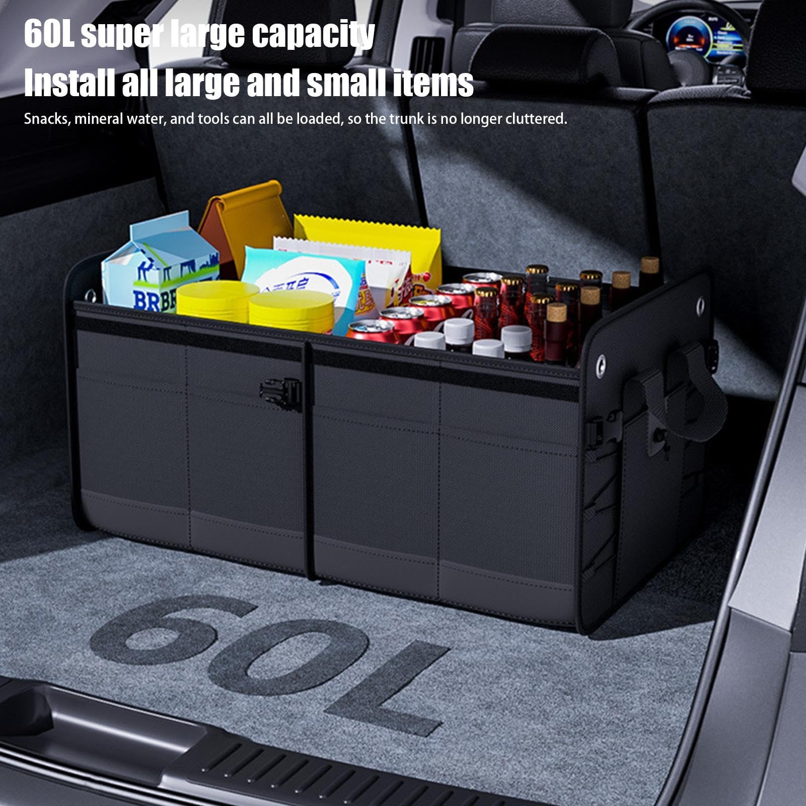 Contenitore pieghevole per bagagliaio, organizer pieghevole, 60 l