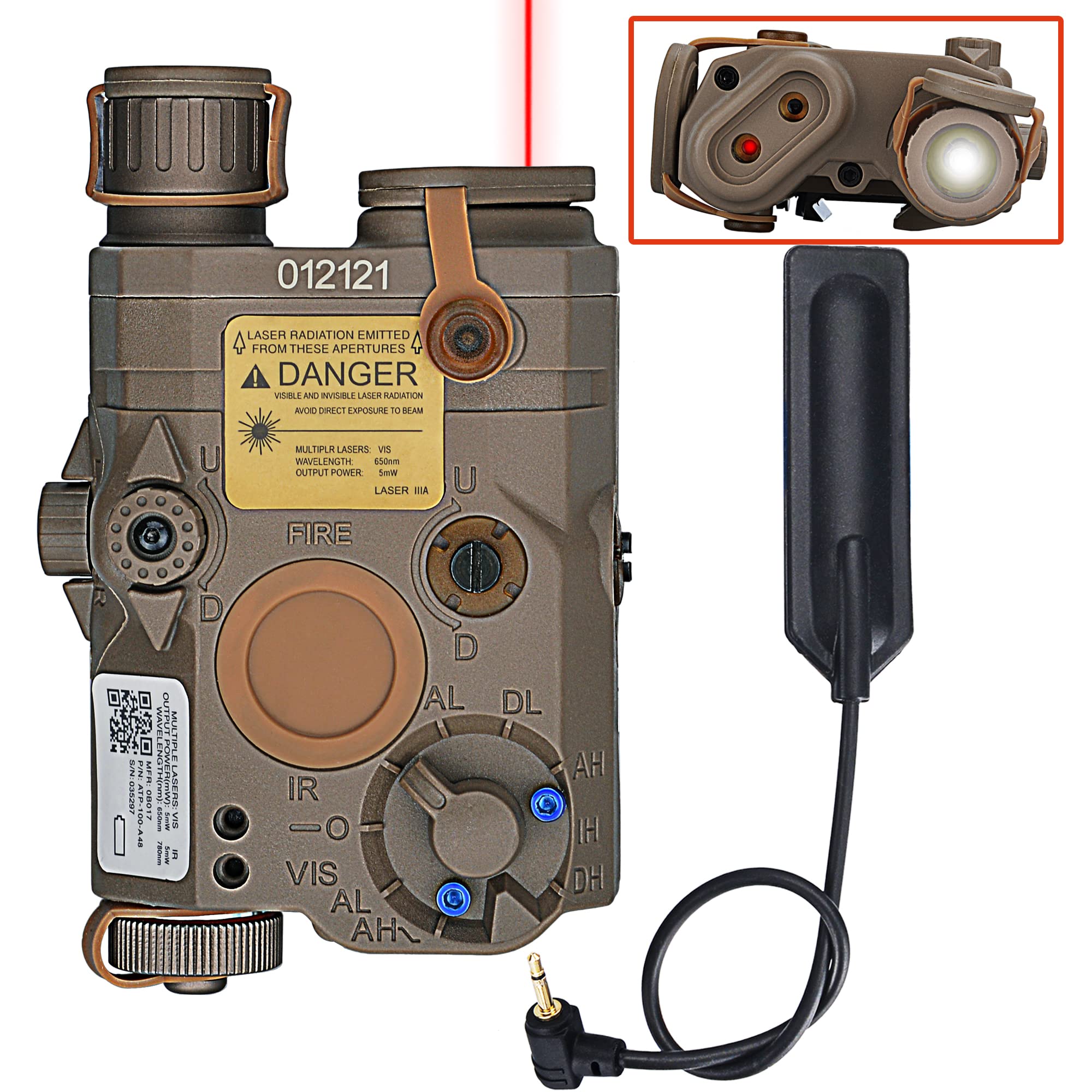 Guayma Airsoft PEQ 15 Box-Tactical IR Laser + Visible Red Laser + White Flashlight,Airsoft Paintball Accessories for AEG GBB CQB