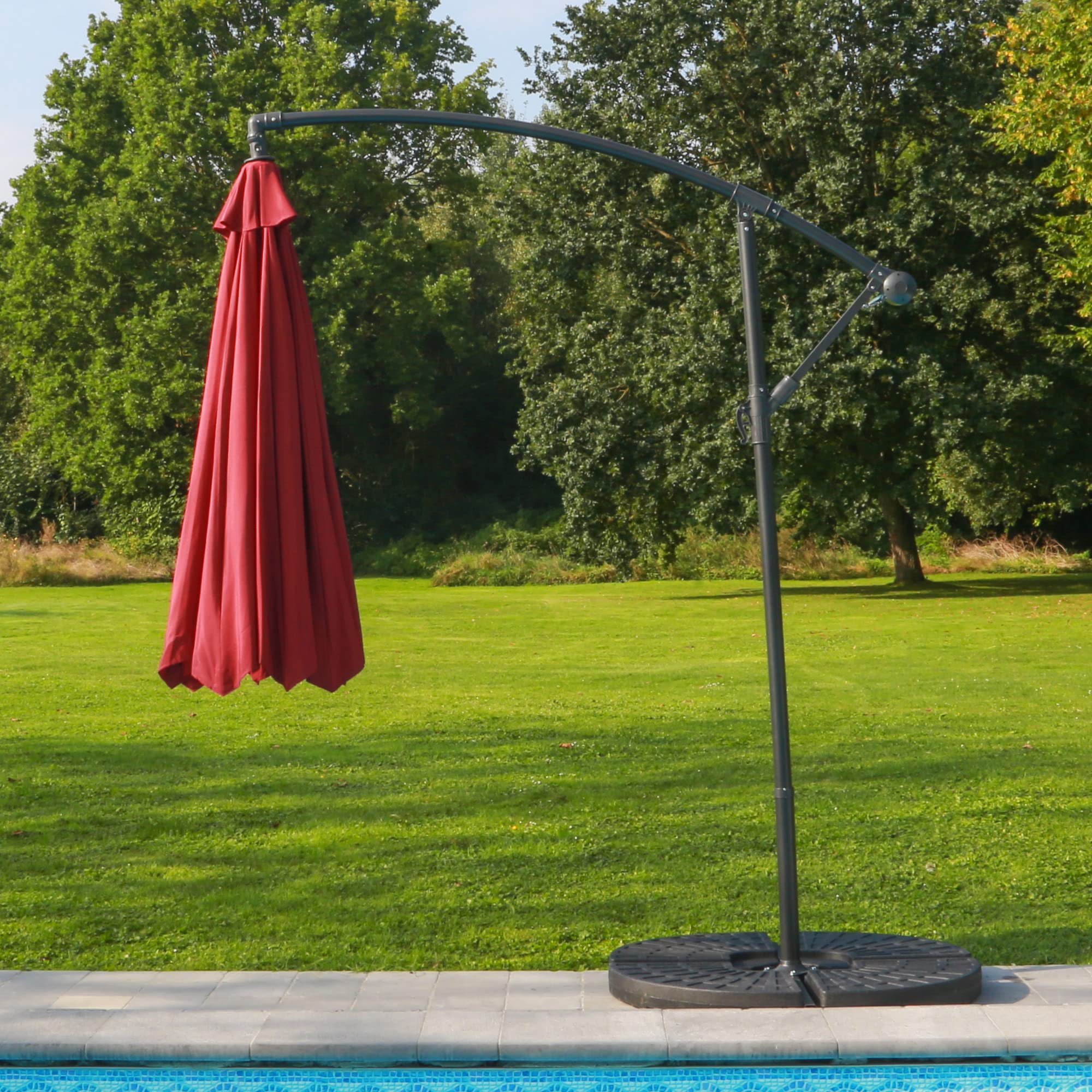SKYLANTERN Parasol Deporte Octogonale Ø300cm de Plage - Parasol Déporté 3x3 M Acier Traité - Parasol Plage, Balcon, pour Patio