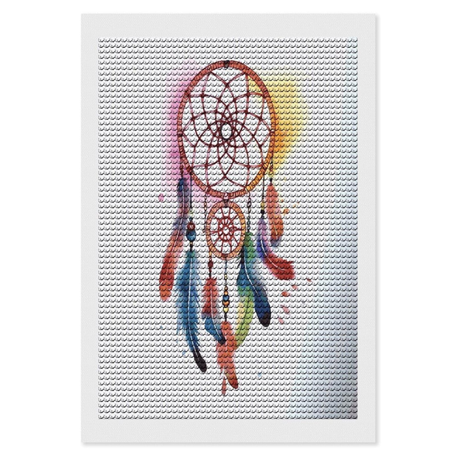 LDGSUPH Watercolor Dream Catcher Diamond Painting Kits for Adults Paint with Diamond Pictures Art DIY Full Drill Diamond Dots Painting Personalized Diamond Photo for Home Wall Decor Gift 8"x12"