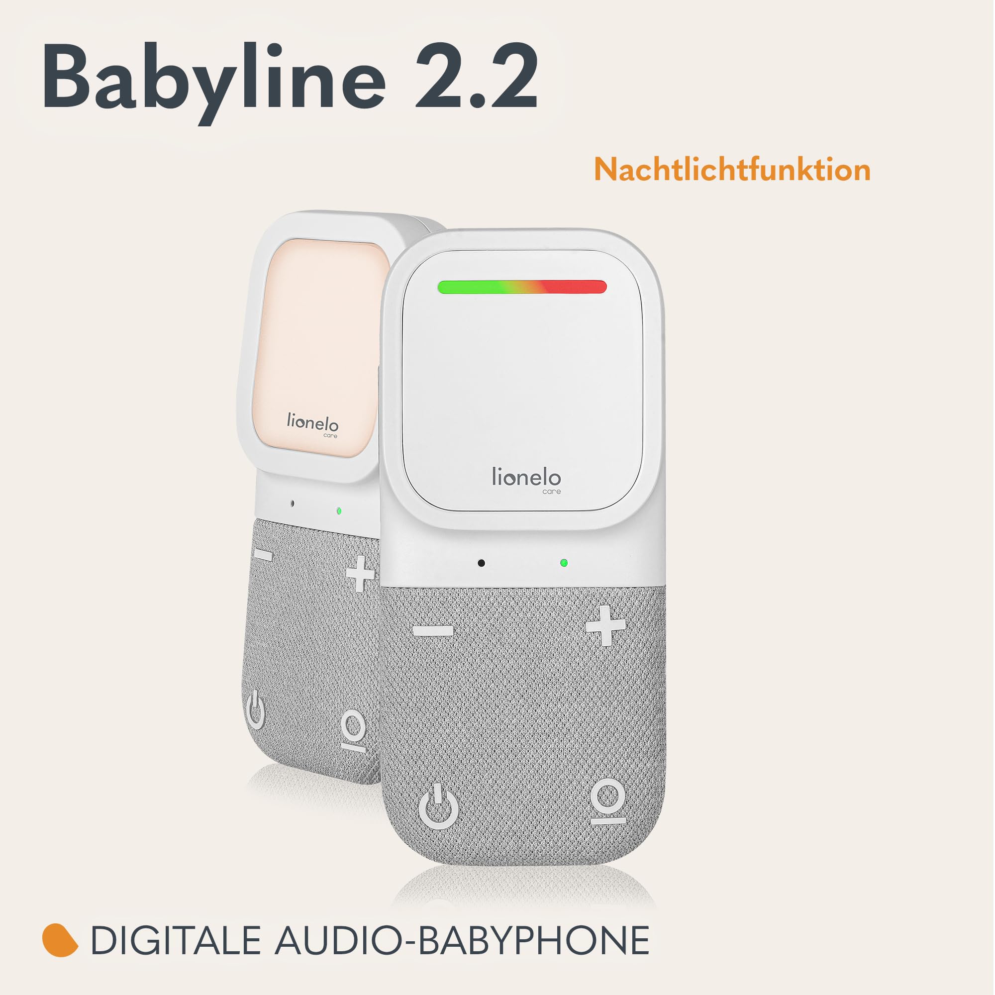 LIONELO Babyline 2.2 Elektronisches Audio Babyphone mit Nachtlicht, Reichweite bis zu 400 m, Zwei-Wege-Kommunikation, EcoVox Sparmodus, Alarme, Batterie bis zu 12 h, Lautstärkeregler