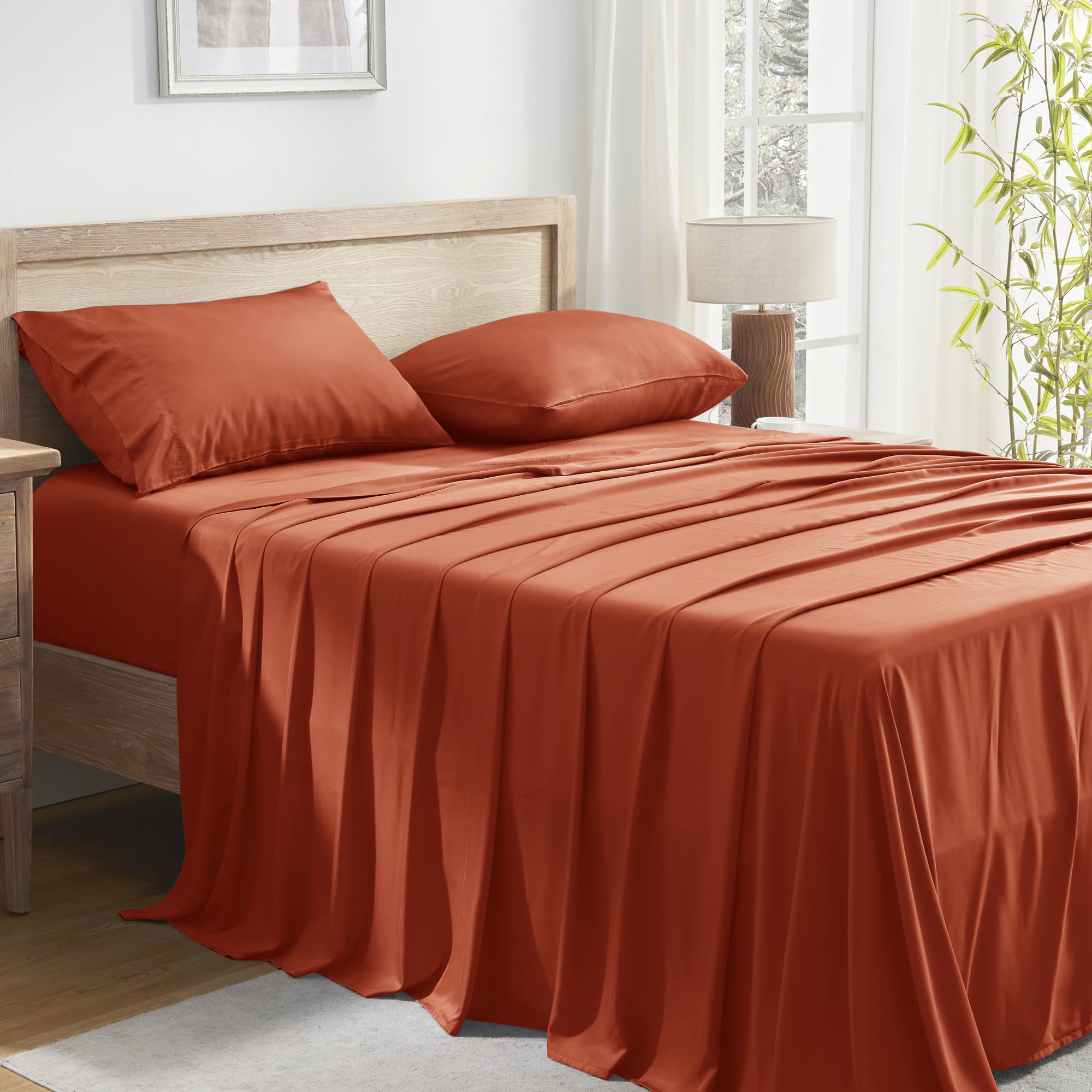Andency Orange Queen Sheets Bamboo