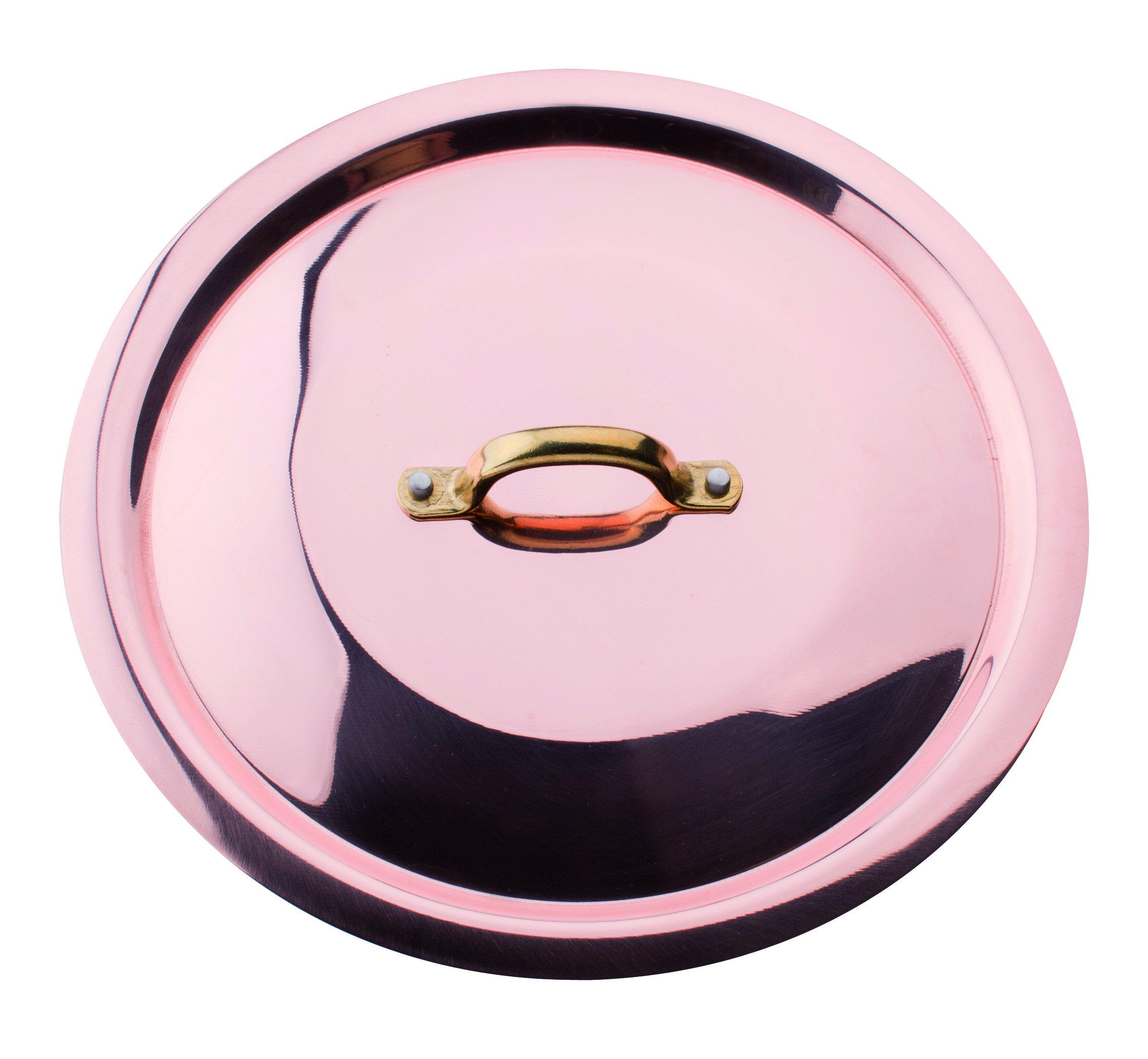 Pentole Agnelli ALCU12922 Lid with Bridge in Brass, Smooth Copper, Hand-Tinned, 22 cm