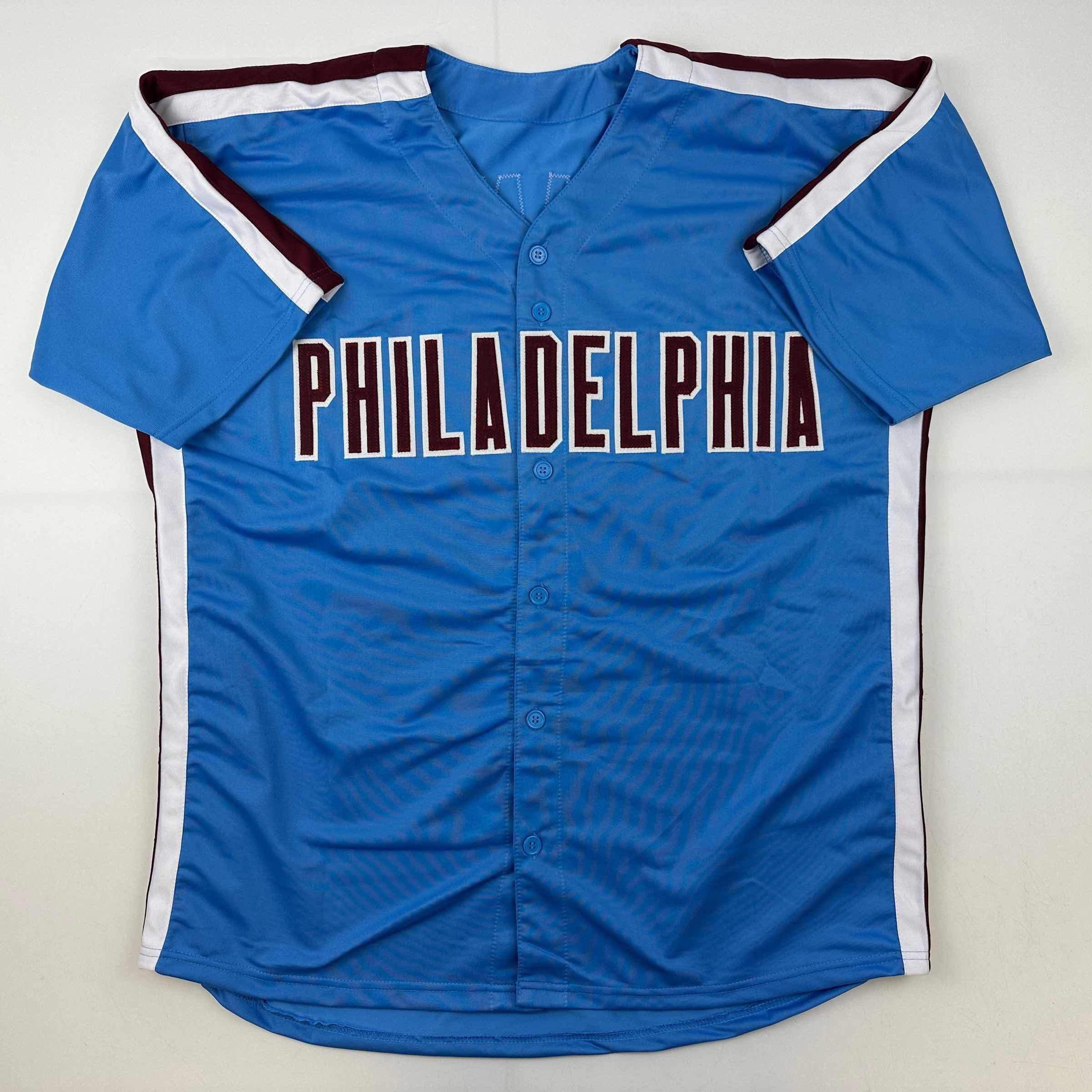 Facsimile Autographed Mike Schmidt Philadelphia Blue Retro Reprint