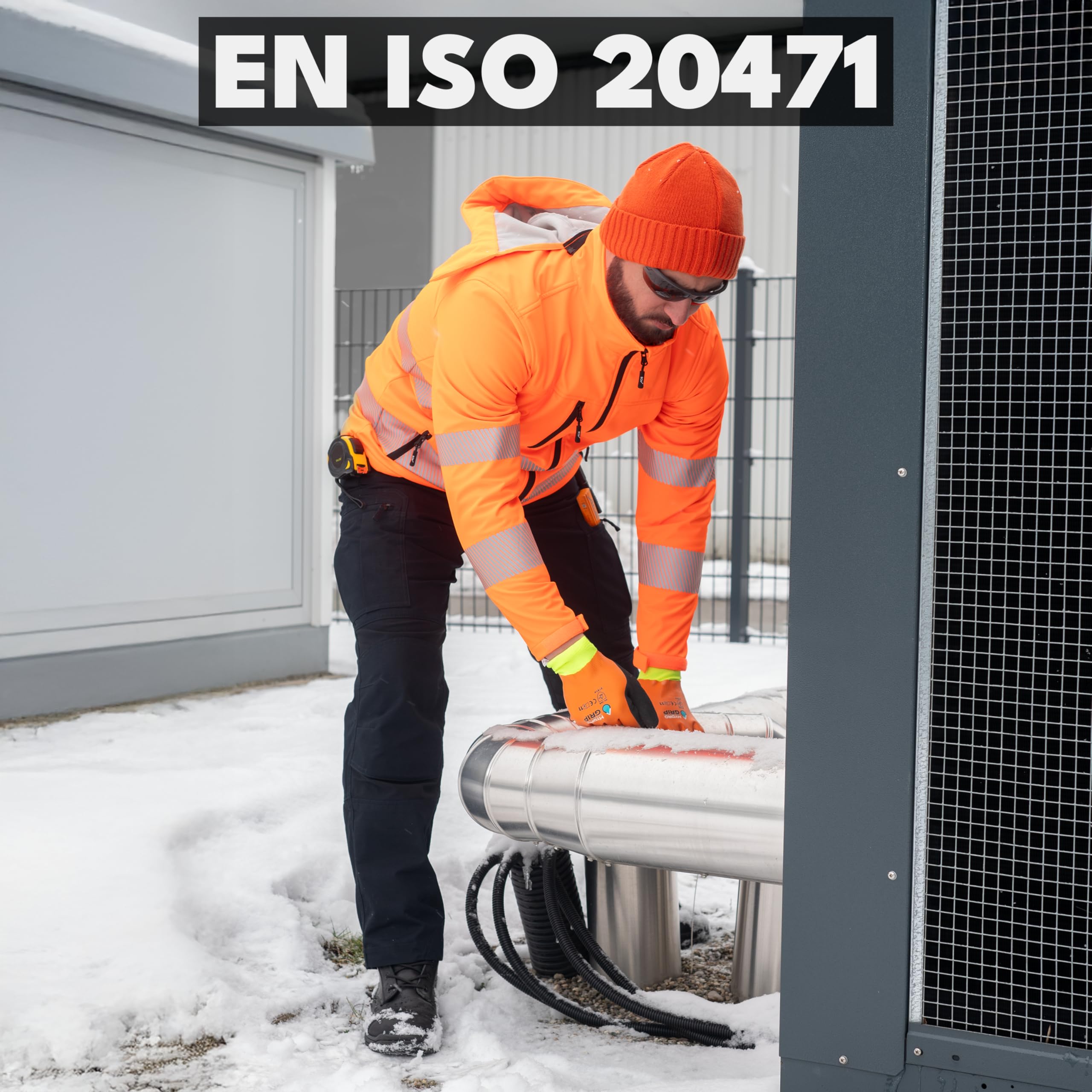 ACE Neon Lite Veste de sécurité - Veste de sécurité softshell avec réflecteurs et capuche amovible - EN ISO 20471 - Orange - 4XL
