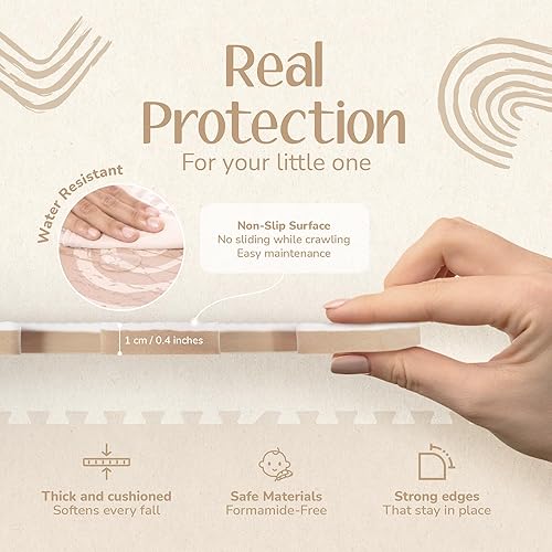 Miniatura 4 de Tapete de juego para bebés tapete de espuma de primera calidad para bebés y niños pequeños, 67 x 48 pulgadas, aspecto moderno neutro, fácil de