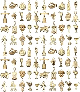 WOCRAFT 60pcs KC Gold Wine Charms Bracelet Charms for Jewelry Making Sets DIY Necklace Bracelet Keychain Crafting Charms Kit Craft Supplies (SN872)