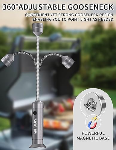 Miniatura 7 de Paquete de 2 unidades de luz magnética para parrilla para barbacoa para hombres y adultos, accesorios de parrilla Blackstone para parrillas al aire