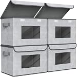 Bacs de rangement Univivi 4 PCS avec couvercles, boîtes de rangement pliables avec fenêtre transparente, bac de rangement en tissu avec couvercle pour rangement dans le placard (17 po - 4 paquets)